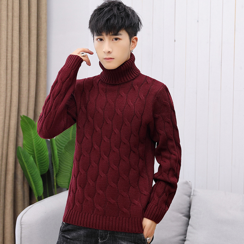 2020 New Men's Thick Turtleneck Sweater Pullovers Male Autumn Winter Solid Color High Neck Knitted Sweaters Knitwear M-3XL