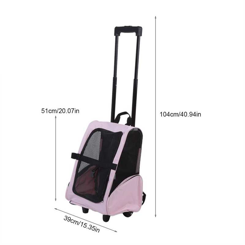 Portable Pet Dog Travel Carrier Backpack Bag Rolling Backpack Cat Dog Transporting Luggage Box for Small Dog Cats