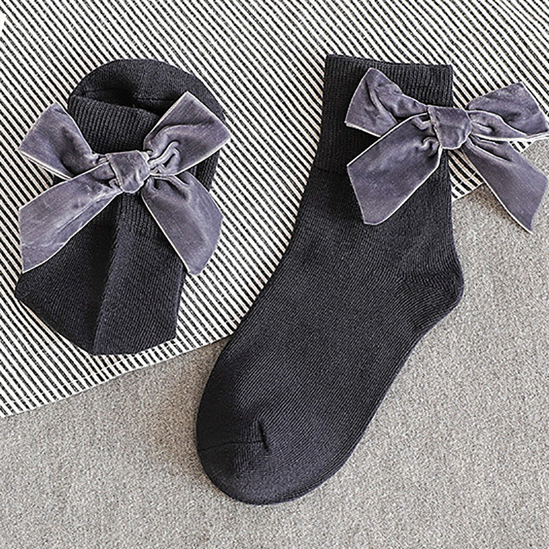 Women Socks Elegant Sweet Bow Tie Lady Girls Kawaii Sock Vintage Soft Heap Elasticity Cute Cotton Elastic Hosiery Casual Sokken