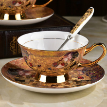 Bone China Coffee Cup and Dish Ancient and Abstract Royal European Tea Set English Afternoon Tea Cup Lovers Cup
