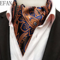 Solid Black Men Vintage Cashew Floral Wedding Formal Cravat Ascot Scrunch Self British Gentleman Silk Woven Neck Tie