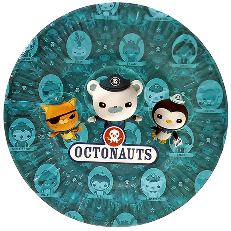Party Supplies 8pcs 7 Inch Octonauts Theme Disposable Tableware Paper Plate Dishes White Cardboard With Food Film