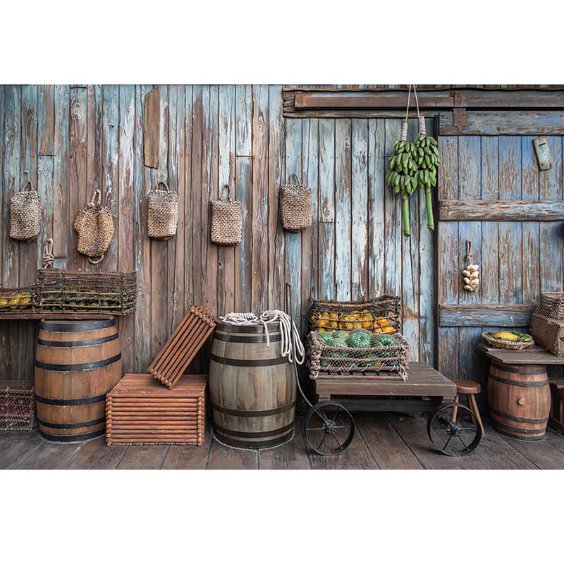 DAWNKNOW Wooden Cask Photography Background Wedding Photocall Wood House Photographic Backdrop Photo Studio Children lv2660