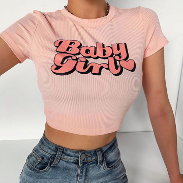 Print Short Sleeve Patchwork Crop Top 2020 Summer Women Sexy Skinny T Shirt Female Streetwear Casual Baby Girl Tee Tops New Hot