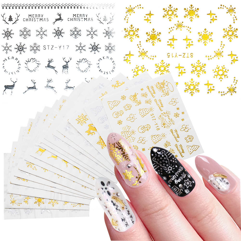 Gold Flower Black Butterfly Spring Nail Art Decoration Water Transfer Stickers Decals Sliders Designer Tools Sets for Nail