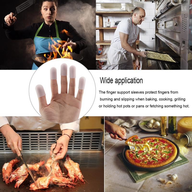5pcs Silicone Finger Protector Thumbs Cover Fingertip Gloves for Heat Cooking Baking Barbecue Kitchen Tools