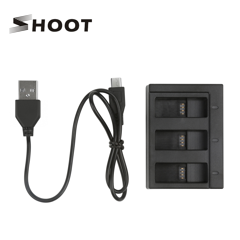 SHOOT USB Three Ports Battery Charger with USB cable for GoPro Hero 8 7 6 5 Black Action Camera for Go Pro Hero 8 7 Accessories