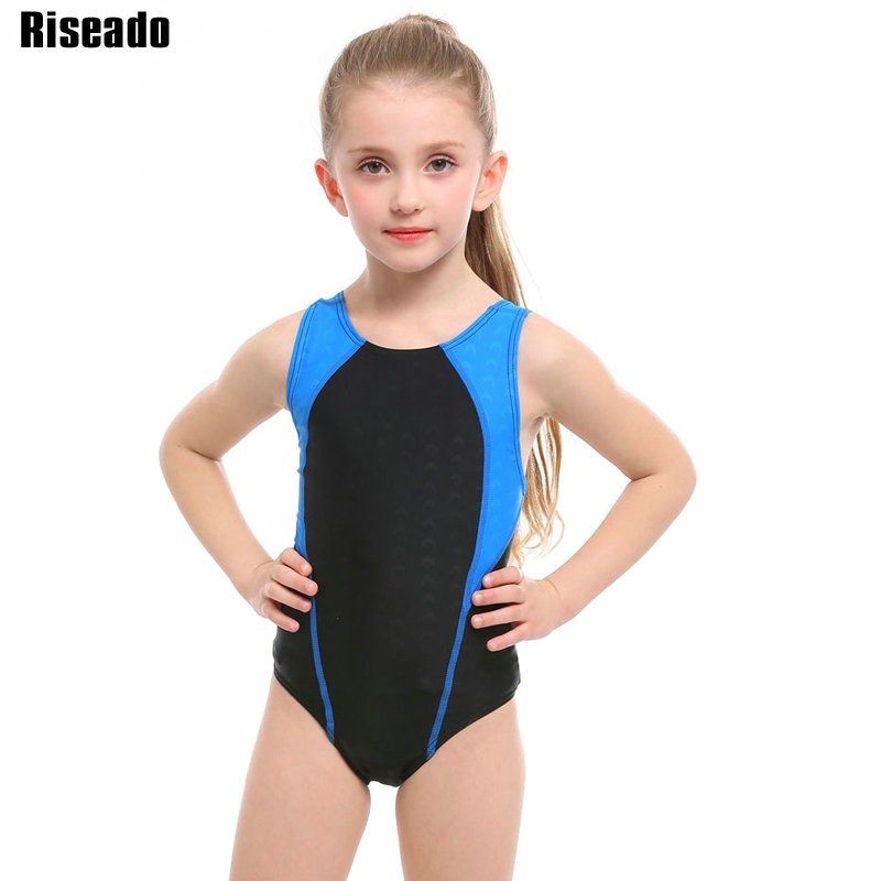 Riseado Sport One Piece Swimsuit Girl Patchwork Swimwear Children Competitive Bathing Suit Racer Back Beachwear 2020 Summer