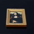 Dongzhur Dollhouse Miniature 1:12 Mini Decorative Accessories Antique Manny Frame Oil Painting Mona Lisa DIY Wooden Doll House