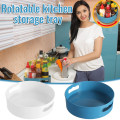 25# Multifunctional Bathroom Storage Box Rotatable Kitchen Storage Tray With Handle