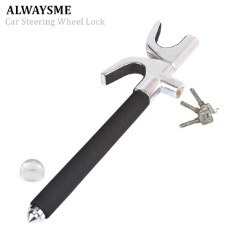 ALWAYSME Car Steering Wheel Lock Universal Vehicle Truck Van SUV Auto Adjustable Anti-Theft Locking Heavy Duty Safety Hammer