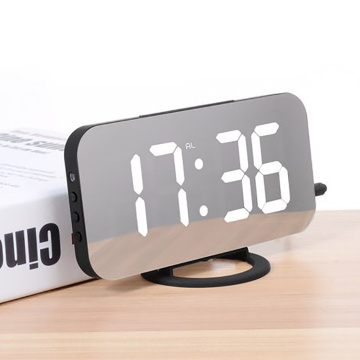 Alarm Clock Digital Electronic Smart Mechanical LED Display Time Table Desk 2 USB Charger Ports For Iphone Android Mirror Snooze