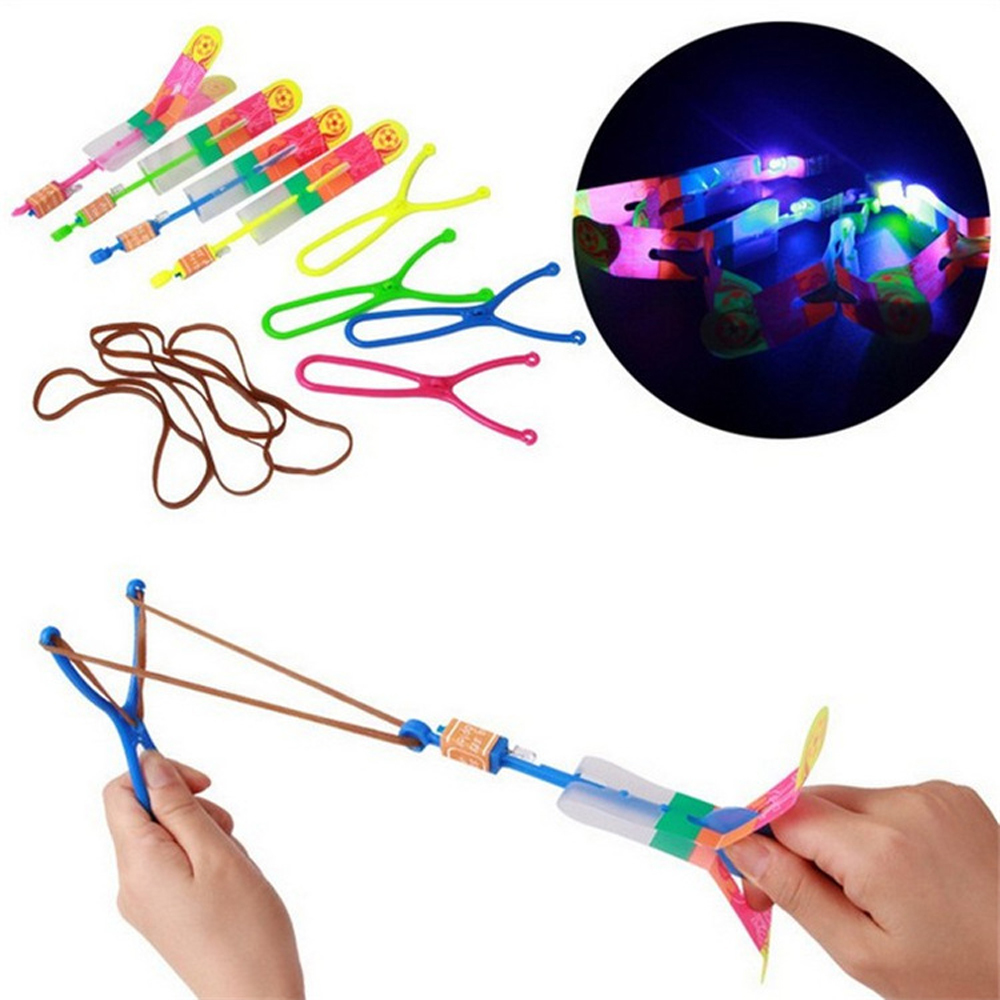 5 Pcs Led Lighting Up Luminous Toy Flying slingshot Flying Toys Toys Xmas Decor light Quickly fast catapult