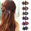 Rhinestone Double Flower Hair Clip Hair Crystal Hair Combs Female Elegant Beads Hairgrip Handmade Fashion Hair Accessories Tools