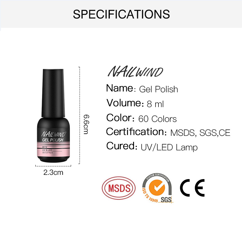 NAILWIND UV Gel Polish 8ml Manicure Set Painting Nail Art Design Base Top Primer Coat Polish Nail Gel