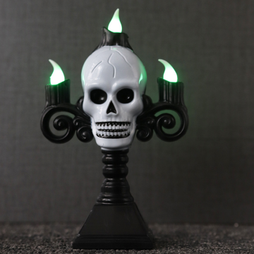 Halloween LED Electronic Ghost Head Candle Light Bar Restaurant Decoration Props Horror Skull Head Light Plastic Candle Holder