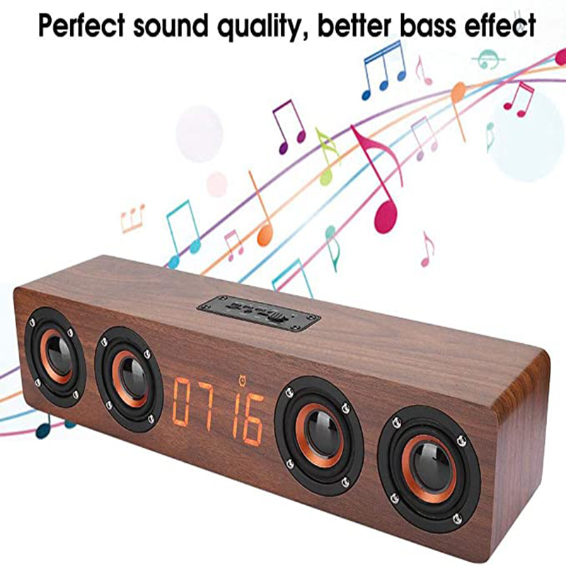 HIFI Home theater portable wood speaker Bluetooth column Wireless speaker Alarm Clock Radio Subwoofer Soundbar TV speaker For PC