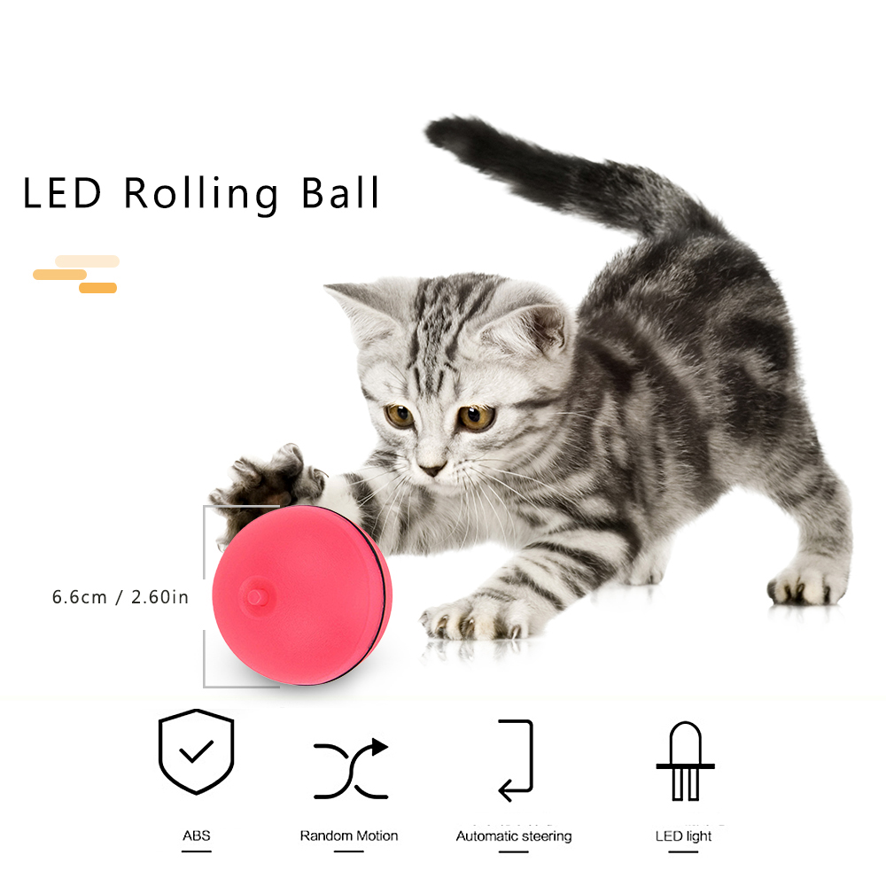 Electric Cat Toys Pet Interactive Toy Funny Interactive Rolling Ball LED Light Motion Activated Ball Pet Cat Toy Cat Pet Product