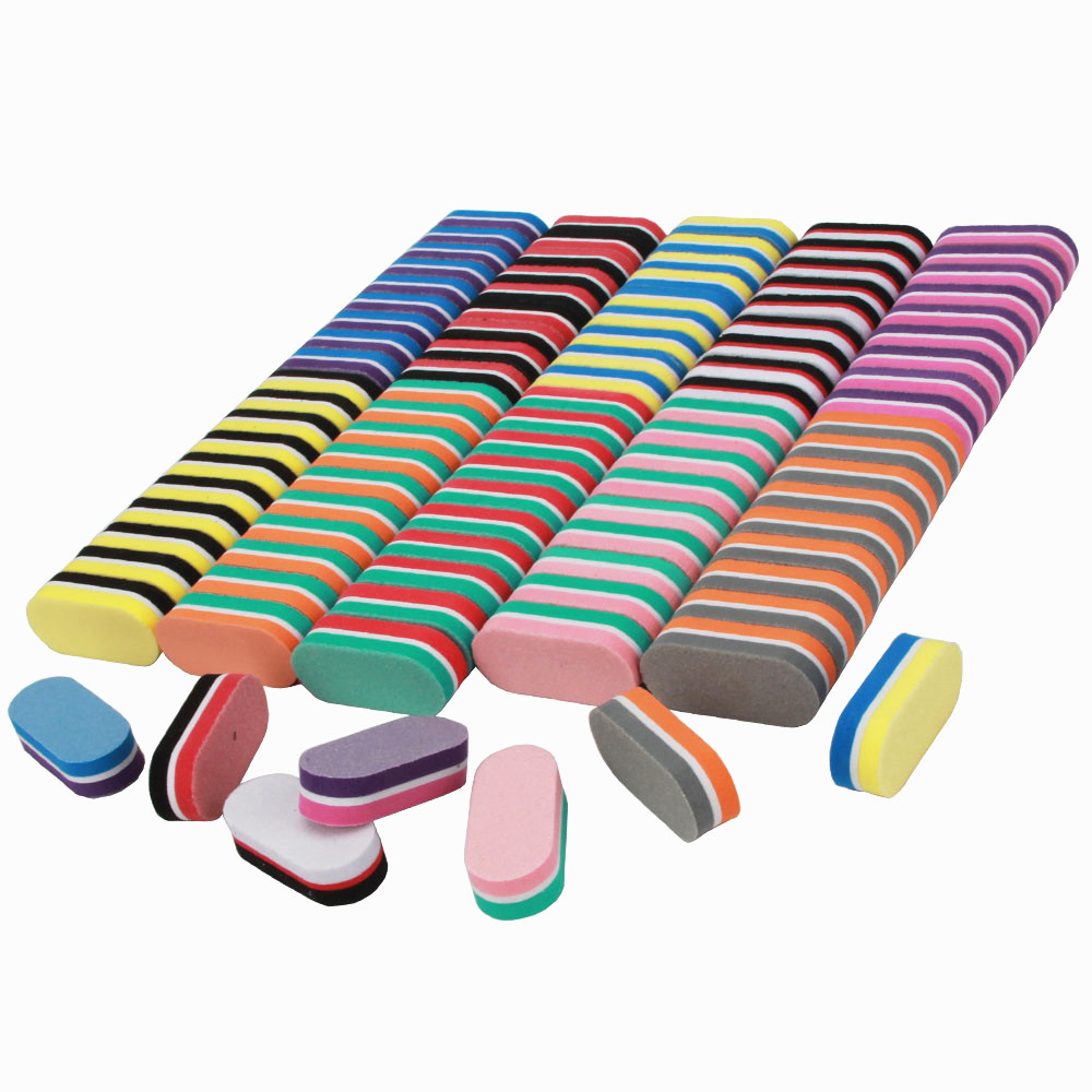 50 Pcs/lot Mini Nail Files Colorful Sponge Nail File Lixa De Unha Lima Buffer Block Pedicure and Manicure Nail Tools Kit