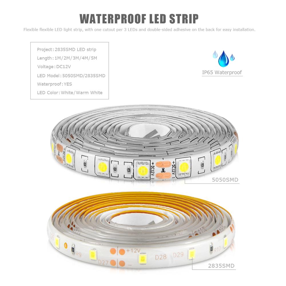 5050 2835 SMD LED Under Cabinet Light Smart Touch Sensor Dimmer Switch Waterproof led Tape Strips Wardrobe Kitchen Bed Home lamp