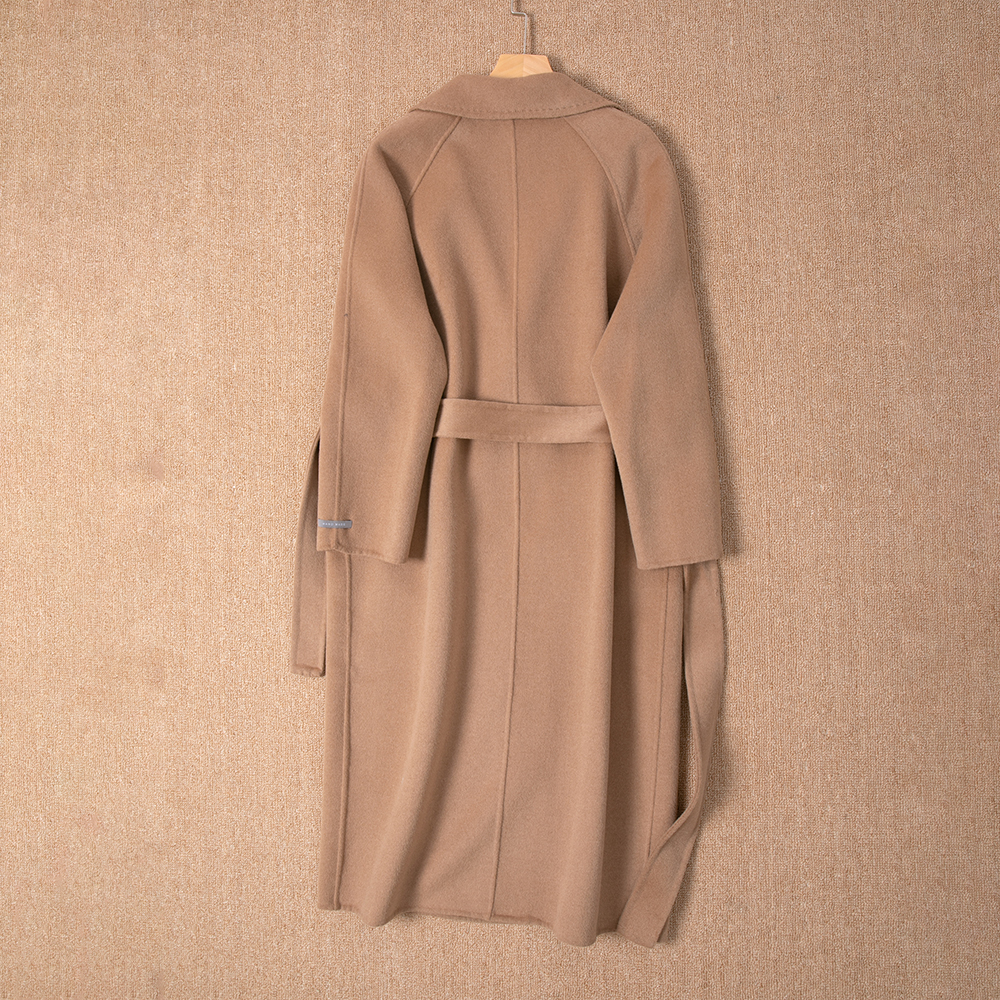 2020 Autumn Women Woolen Coat Turn Down Collar Double Breasted Long Wool Coat Camel Women Warm Coat Casaco Feminino