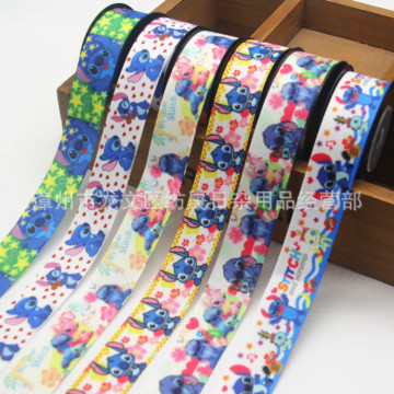 10yard /lot 2.2cm Stitch Ribbon Disney Cartoon Ribbon DIY Apparel Sewing Fabric Cartoon Printed Grosgrain Ribbon