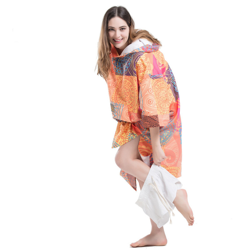 Microfiber Sport Towel Hooded Poncho Quick Dry Bosemia Print Change Robe BathTowel Absorbent Lightweight Beach Towels With Cloak