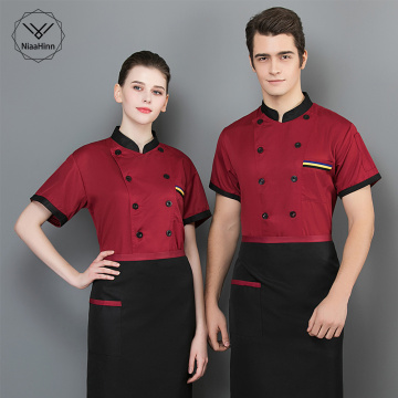 Unisex short sleeved Shirts Kitchen Chef men Breathable work clothes Chef Jackets Food Service Restaurant hotel Kitchen Uniform