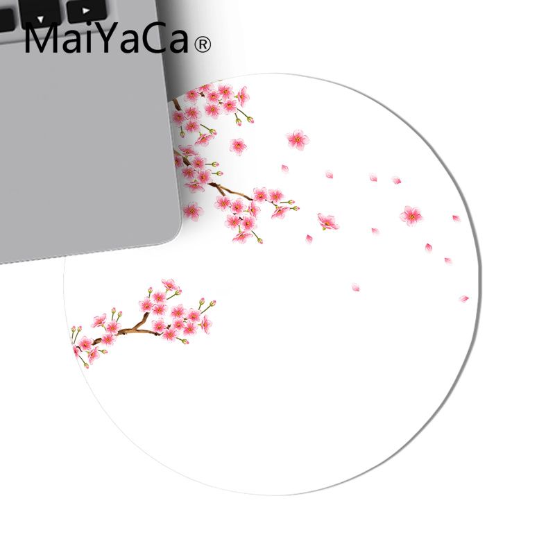 MaiYaCa Plum Blossom Little bird white background Mouse Pad Game Carpet Mouse Pad round mouse Mat gaming Mousepad 22x22cm