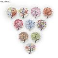 30pcs Mixed Tree Shape Wooden Buttons Sewing Scrapbooking Clothing Crafts Handwork Decor Card Making DIY 35mm