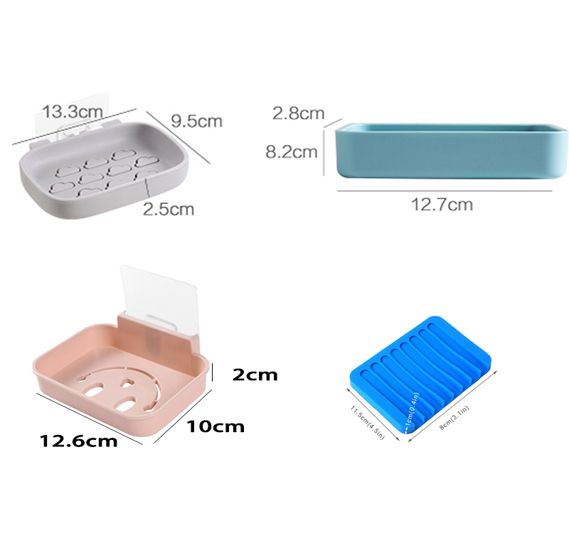 1Pc Self-adhesive Soap Box Soap Dish Sponge Storage Holder Wall Mount Soap Rack Bathroom Organizer Kitchen Accessories