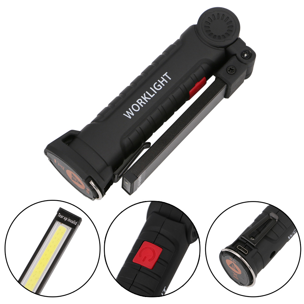 Portable COB LED Flashlight Torch USB Rechargeable LED Work Light Magnetic COB Lanterna Hanging Tent Lamp For Outdoor Camping