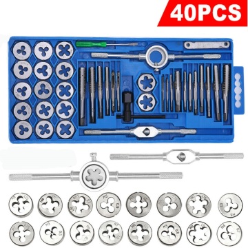 40pcs Multifunction Die Wrench Set Screw Tap Die Set External Thread Cutting Tapping Hand Tool Kit Thread Screwdriver