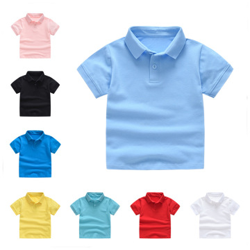 Children Summer Cotton Short Sleeved Shirt Toddler Baby Boys Girls Fashion Solid Color Polo Shirt Casual Tops For Kids 2-7 Years