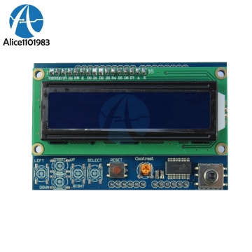 Brightness Adjustable 1602LCD 1602 LCD Shiled IIC I2C MCP23017 5 Keypad 16x2 Character LCD Display Module For Arduino UNO