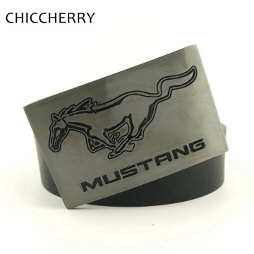 2018 High Quality PU Leather Mens Belts Silver Mustang Horse Square Metal Belt Buckle For Jeans Western Cowboy Cinto Masculino