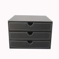 3 Drawers 3 Layers Leather Desk Filing Cabinet File Holder File Paper Organizer Document Storage Box Magazine Rack