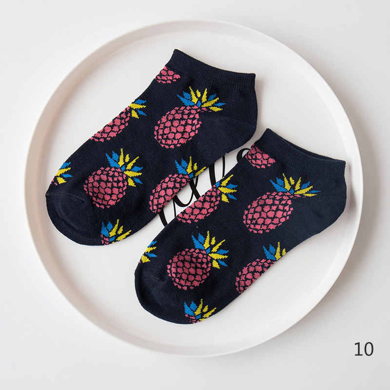 Women Fresh Fruit Food Short Funny Cotton Socks Funny Socks Boat Socks Ankle Socks Cute Pineapple Style Socks Happy Socks