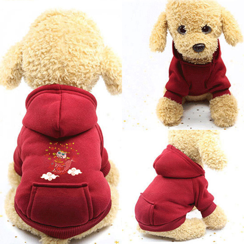 Fashion Cartoon Cat Print Dog Hoodie Pocket Pullover Dog Clothes Costume Coat Jacket Cotton Comfortable Pet Clothing Dog Product