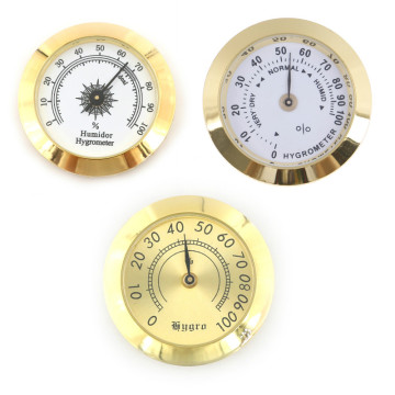 1Pcs 50mm/37mm Round Glass Analog Hygrometer For Humidors Gold For Guitar Violin Cigar Tobacco Box