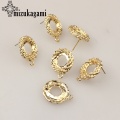 Golden Zinc Alloy Stud Earrings Round Flowers Base Earrings Connectors 20mm 6pcs/lot For DIY Earrings Jewelry Accessories