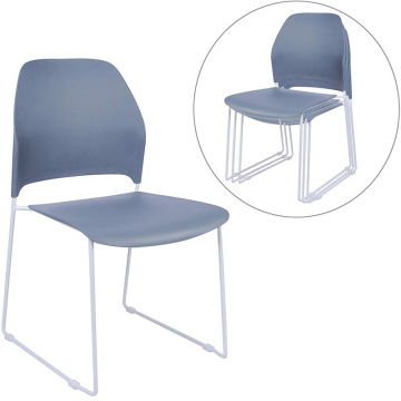 Lightweight Plastic School Stack Chair with Back Ultra-Compact Armless Office Desk Chair for Work Study Dining Gray (Set of 4)