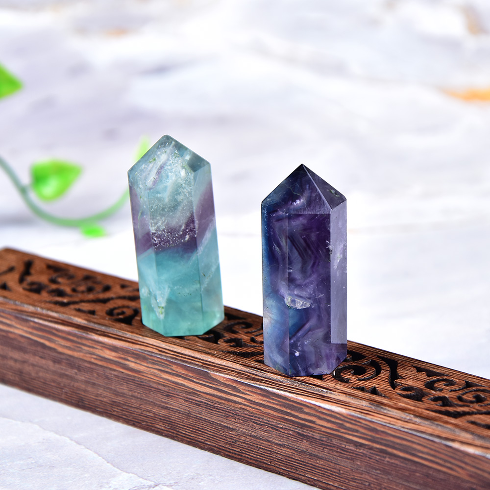 1PC Natural Fluorite Crystal Hexagonal Column Crystal Point Healing Wand Mineral Crystal Home Decoration Stone DIY Gift 5-6cm