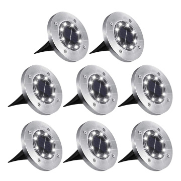 8 LED Solar Light Outdoor Solar Powered Disk Lights For Garden Decoration Buried Floor Street Path Light IP65 Underground Lamps