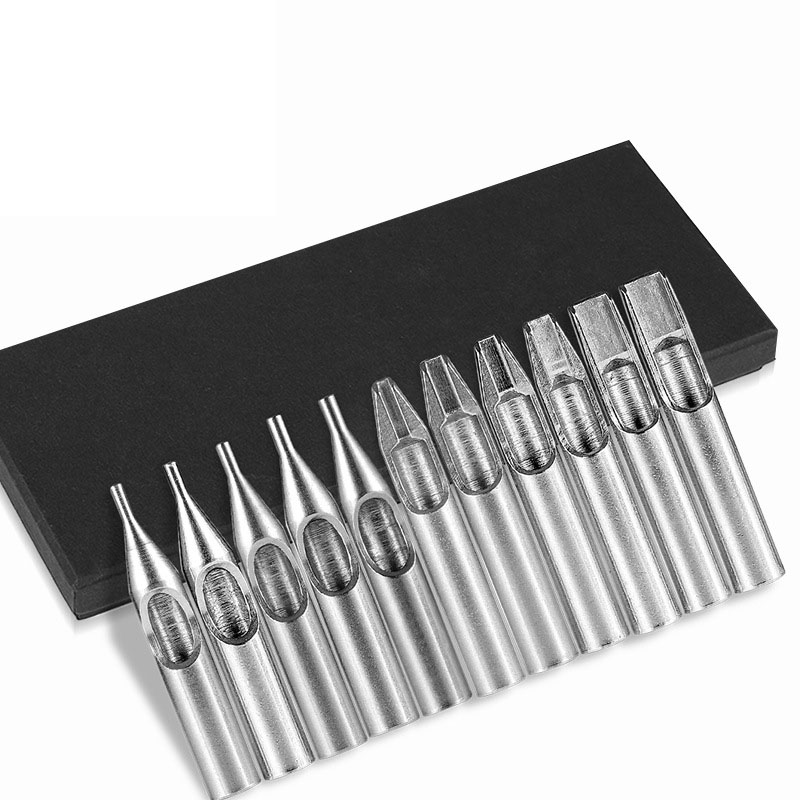 Tattoo Stainless Steel Nozzle Tips Tubes Set Kit Box Round Flat Tattoo Tips Mixed For Tattoo Needles Machine Grip Supply