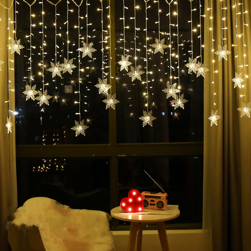 Christmas snowflakes LED String lights Flashing Lights Curtain Light Waterproof Holiday Party Connectable Wave Fairy Light 3.2M