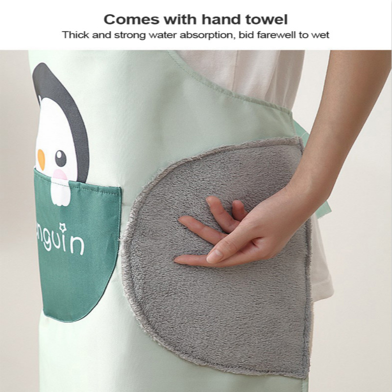 1PC Printing Apron Creative Cartoon Animal Waterproof Apron Adjustable Universal Large Pocket Storage Apron Kitchen Supplies