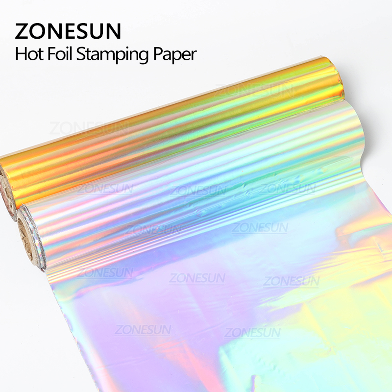 ZONESUN 6cm Gold Silver Foil Rolls Leather Paper Hot Foil Stamping Paper Heat Transfer Anodized Gilded ribbon Holographic Foil