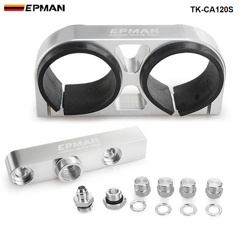 EPMAN Sport Fuel Pump Bracket Billet Aluminium Assembly Outlet Manifold In Silver For 044 fuel pump For Jeep Wrangler TK-CA120S