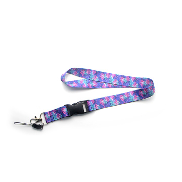 Purple Flower Floral Style Cell Phone Lanyard Strap Keychain Phone Key Camera ID Badges Holder Detachable Buckle For Women E0588
